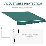 Outsunny 3.5 X 2.5 M Garden Patio Manual Awning Canopy Sun Shade Shelter With Winding Handle - Green