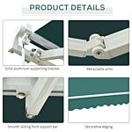 Outsunny 3.5 X 2.5 M Garden Patio Manual Awning Canopy Sun Shade Shelter With Winding Handle - Green