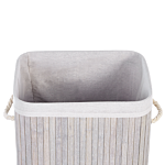 Storage Basket Light Grey Bamboo With Lid Laundry Bin Boho Practical Accessories Beliani