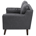 Sofa Grey 2 Seater Faux Leather Wooden Legs Classic Beliani