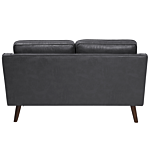 Sofa Grey 2 Seater Faux Leather Wooden Legs Classic Beliani