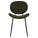 Set Of 2 Dining Chairs Dark Green Armless Leg Caps Boucle Black Iron Legs Contemporary Retro Design Dining Room Seating Beliani