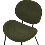 Set Of 2 Dining Chairs Dark Green Armless Leg Caps Boucle Black Iron Legs Contemporary Retro Design Dining Room Seating Beliani