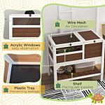 Pawhut Wooden Tortoise House, With Shelter, Run, Shelf, Lamp Holder, Tray