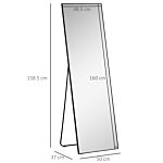 Homcom Full Length Dressing Mirror, Floor Standing Or Wall Hanging, Aluminum Alloy Framed Full Body Mirror For Bedroom, Living Room, Black