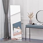 Homcom Full Length Dressing Mirror, Floor Standing Or Wall Hanging, Aluminum Alloy Framed Full Body Mirror For Bedroom, Living Room, Black