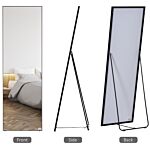 Homcom Full Length Dressing Mirror, Floor Standing Or Wall Hanging, Aluminum Alloy Framed Full Body Mirror For Bedroom, Living Room, Black