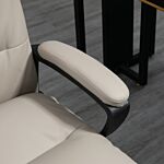 Vinsetto High Back Office Chair, Pu Leather Desk Chair With Double-tier Padding, Arm, Swivel Wheels, Adjustable Height, Light Grey