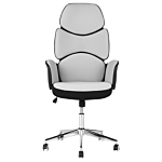Office Chair Light Grey And Black Fabric Swivel Desk Computer Adjustable Seat Reclining Backrest Beliani