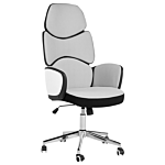 Office Chair Light Grey And Black Fabric Swivel Desk Computer Adjustable Seat Reclining Backrest Beliani