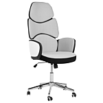 Office Chair Light Grey And Black Fabric Swivel Desk Computer Adjustable Seat Reclining Backrest Beliani