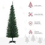Homcom 1.8m Artificial Christmas Tree Pine Tree W/plastic Stand-green