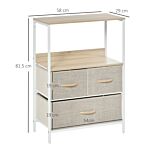 Homcom Chest Of Drawers Bedroom Unit Storage Cabinet With 3 Fabric Bins For Living Room, Bedroom And Entryway, White