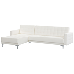 Corner Sofa Bed White Faux Leather Tufted Modern L-shaped Modular 4 Seater Right Hand Chaise Longue Beliani