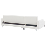 Corner Sofa Bed White Faux Leather Tufted Modern L-shaped Modular 4 Seater Right Hand Chaise Longue Beliani