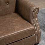 Homcom Wingback Accent Chair Tufted Chesterfield-style Armchair With Nail Head Trim For Living Room Bedroom Brown