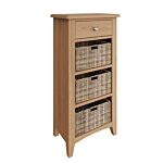 4 Drawer Storage Unit Light Oak/wicker