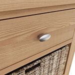 4 Drawer Storage Unit Light Oak/wicker