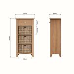 4 Drawer Storage Unit Light Oak/wicker