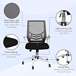Vinsetto Mesh Office Chair, Computer Desk Chair With Flip-up Armrests, Lumbar Back Support And Swivel Wheels, Black