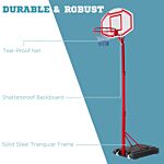 Homcom Steel Basketball Stand Height Adjustable Hoop Backboard Red