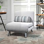 Homcom Single Sofa Bed, 1 Person Sleeper Foldable Lounge With Pillow, Grey