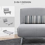 Homcom Single Sofa Bed, 1 Person Sleeper Foldable Lounge With Pillow, Grey