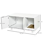 Pawhut Wooden Cat Litter Box Enclosure & House With Nightstand/end Table Design, Scratcher, & Magnetic Doors, White