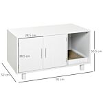 Pawhut Wooden Cat Litter Box Enclosure & House With Nightstand/end Table Design, Scratcher, & Magnetic Doors, White