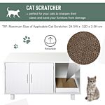Pawhut Wooden Cat Litter Box Enclosure & House With Nightstand/end Table Design, Scratcher, & Magnetic Doors, White