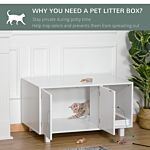 Pawhut Wooden Cat Litter Box Enclosure & House With Nightstand/end Table Design, Scratcher, & Magnetic Doors, White