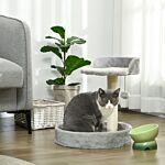 Pawhut 44cm Cat Tower With Sisal Cat Scratching Post, Cat Claw Shape, Light Grey