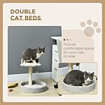 Pawhut 44cm Cat Tower With Sisal Cat Scratching Post, Cat Claw Shape, Light Grey