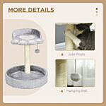 Pawhut 44cm Cat Tower With Sisal Cat Scratching Post, Cat Claw Shape, Light Grey