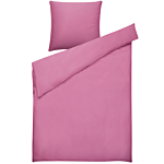 Bedding Set Pink Cotton 135 X 200 Cm Solid Pattern Duvet Cover And Pillowcase Modern Elegant Bedroom Beliani