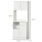 Homcom Modern Freestanding Kitchen Cupboard Storage Cabinet Organiser With Microwave Counter, 2 Cabinets, & Adjustable Shelves, White