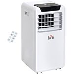 Homcom 10000 Btu Mobile Portable Air Conditioner Cooling Dehumidifying Ventilating Ac Unit W/ Remote Controller, Led Display, Timer, White