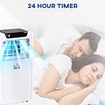 Homcom 10000 Btu Mobile Portable Air Conditioner Cooling Dehumidifying Ventilating Ac Unit W/ Remote Controller, Led Display, Timer, White