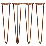 4 X 28" Hairpin Legs - 3 Prong - 12mm - Antique Copper