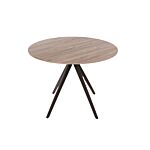 Aspen Round Dining Table, Grey Oak Effect Top With Black Pedestal Leg Frame