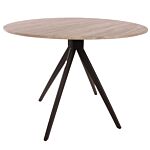 Aspen Round Dining Table, Grey Oak Effect Top With Black Pedestal Leg Frame