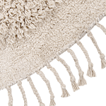 Area Rug Light Beige Cotton ⌀ 140 Cm Shaggy Round Shape With Tassels Boho Style Beliani