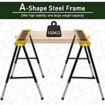 Durhand 2pcs Saw Horse Twin Pack Folding Workbench Adjustable Metal Trestle Stands With Non-slip Eva Surface For Sawing Work Max Load 100kg