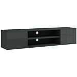 Homcom Floating Tv Stand Cabinet For Tvs Up To 60", Wall Mounted Tv Unit With Open Shelf, Storage Cupboards And Cable Management For Living Room, Grey