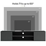 Homcom Floating Tv Stand Cabinet For Tvs Up To 60", Wall Mounted Tv Unit With Open Shelf, Storage Cupboards And Cable Management For Living Room, Grey