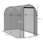 Outsunny Galvanised Steel Fruit Cage, Plant Protection Tent With Zipped Door, 1.2 X 2.4 X 1.9m, Black