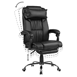 Executive Office Chair Black Faux Leather Gas Lift Height Adjustable Reclining Function With Footrest And Headrest Padded Armrests Beliani