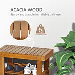 Homcom Acacia Wood Shoe Bench, 3-tier Shoe Storage Rack, Hallway Organizer Shelf, For Entryway, Living Room, Bedroom, 50 X 28 X 45 Cm, Teak