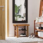 Homcom Acacia Wood Shoe Bench, 3-tier Shoe Storage Rack, Hallway Organizer Shelf, For Entryway, Living Room, Bedroom, 50 X 28 X 45 Cm, Teak