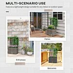 Outsunny 22l Garden Pe Rattan Planter W/ Trellis, Free Standing Flower Raised Bed W/ 2 Plant Boxes For Climbing Plants, 57x30x107 Cm, Mixed Grey